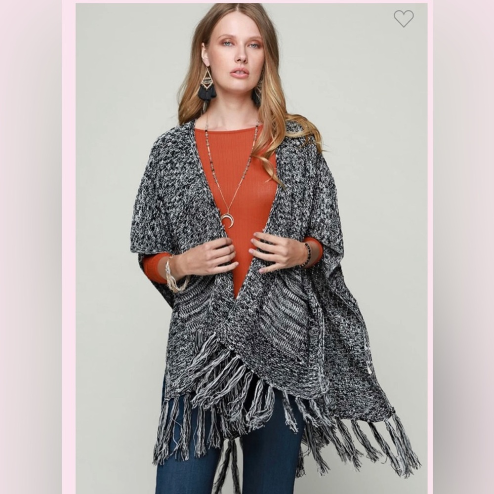 Macchia Di Ruggine waffle knit kimono One Size grey/black